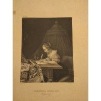 Dziewczyna pisząca listy - miedzioryt - Gerhard Terburg 1870 r.